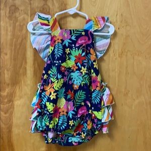 Baby girls tropical print bubble suit